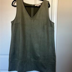 LOFT Olive Green V-Neck Mini Dress